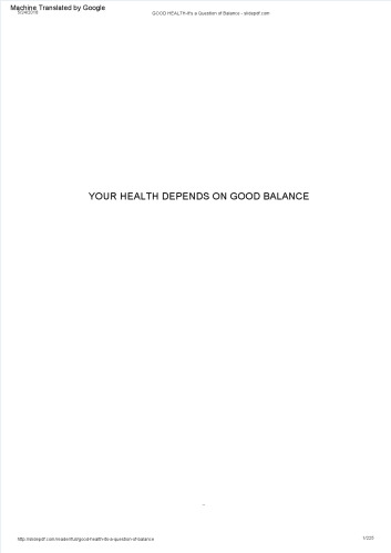 Your Health ; It's A Question of Balance