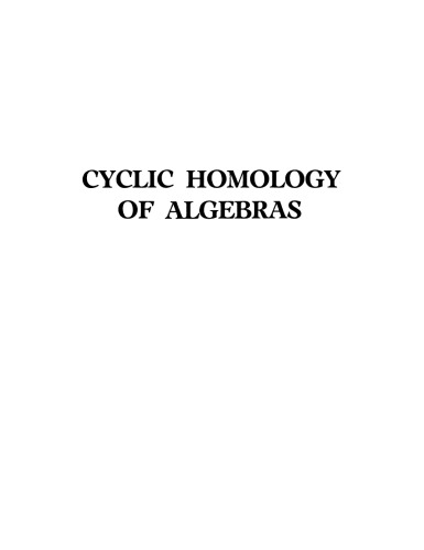 Cyclic Homology of Algebras
