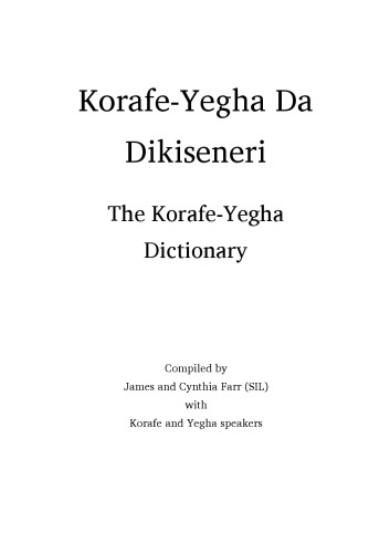 Korafe-Yegha Da Dikiseneri (The Korafe-Yegha Dictionary)