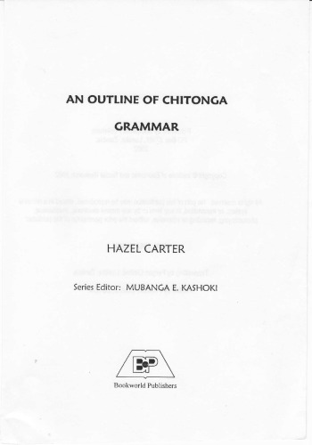 An outline of Chitonga grammar