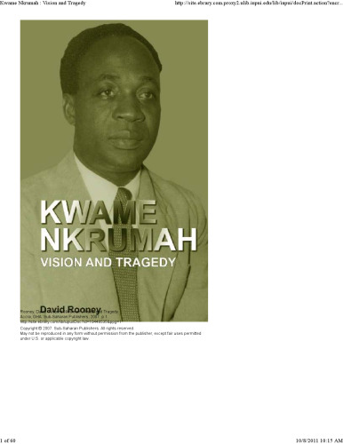 Kwame Nkrumah. Vision and Tragedy