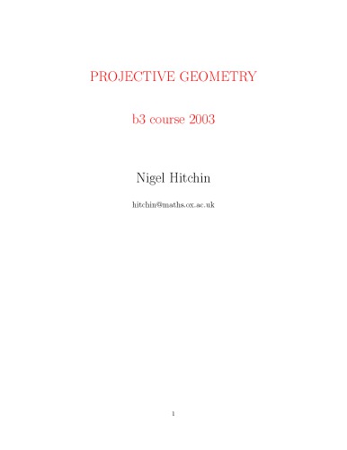 Projective geometry [Lecture notes]