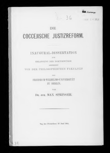 Die Coccejische Justizreform