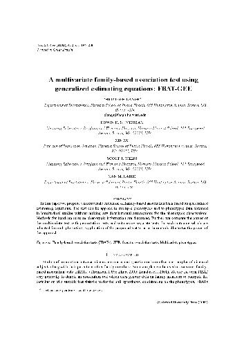 [Article] A multivariate family-based association test using generalized estimating equations FBAT-GEE