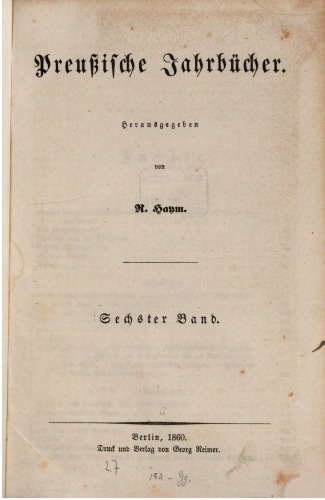 Preußische Jahrbücher