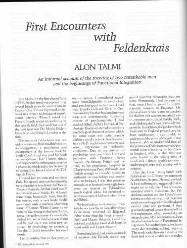 First Encounters with Moshe Feldenkrais