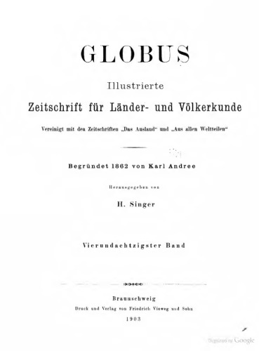 Globus. Illustrierte Zeitschrift für Länder- und Völkerkunde