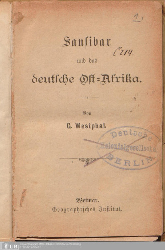 Sansibar und das deutsche Ost-Afrika