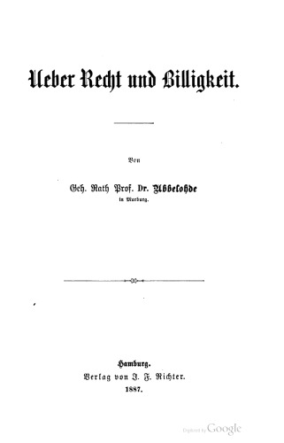 Über Recht und Billigkeit
