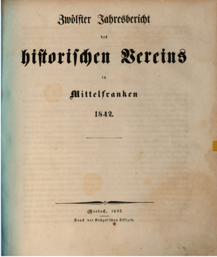 Jahresbericht des Historischen Vereins in Mittelfranken