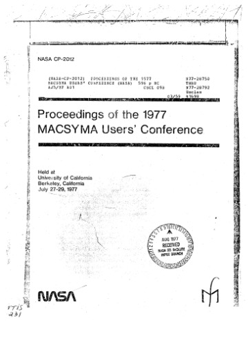 Proceedings of the 1977 Macsyma Users’ Conference