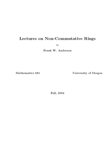 Lectures on non-commutative rings