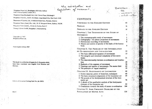 The coordination and regulation of movements