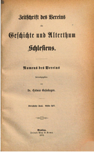 Zeitschrift des Vereins für Geschichte und Altertum Schlesiens