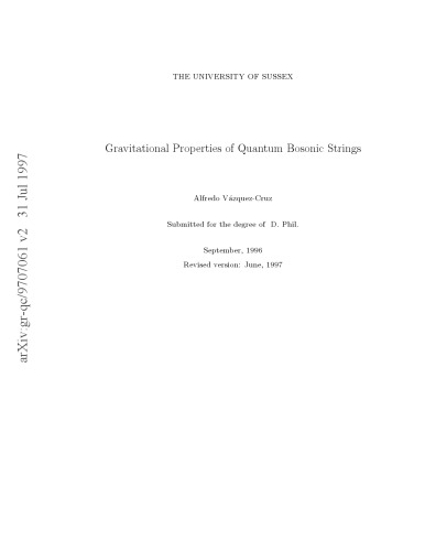 Gravitational Properties of Quantum Bosonic Strings [thesis]