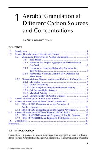 Wastewater Purification Aerobic Granulation in Sequencing Batch Reactors