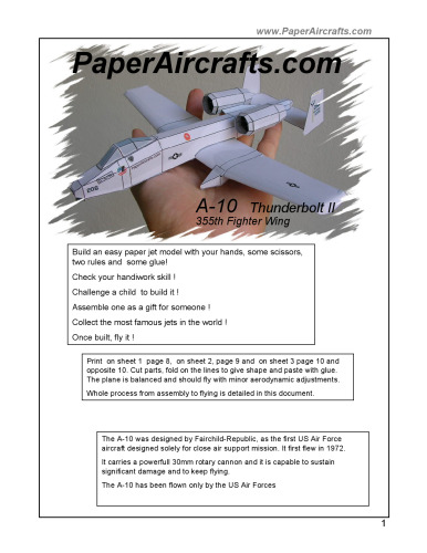 PaperAircrafts.com A-10 Thunderbolt II 355th Fighter Wing