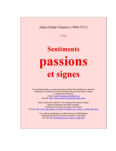Sentiments, passions et signes