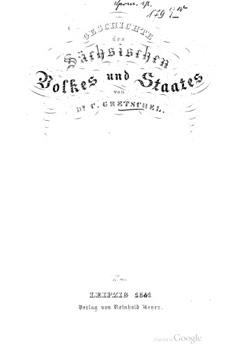 Geschichte des Sächsischen Volkes und Staates
