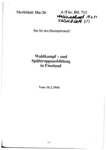 Waldkampf und Spaehtruppausbildung in Finnland