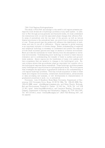 H41 Cold Regions Hydrogeophysics - Call for papers