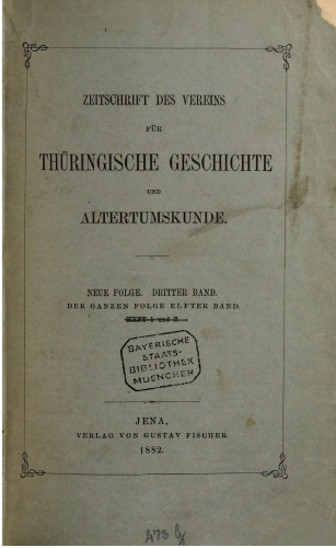 Zeitschrift des Vereins für Thüringische Geschichte und Altertumskunde