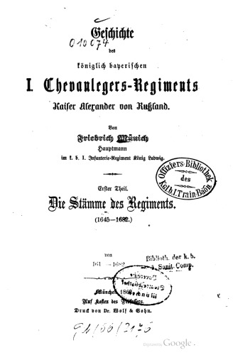 Geschichte des Königlich Bayerischen Chevaulegers-Regiments Alexander von Russland