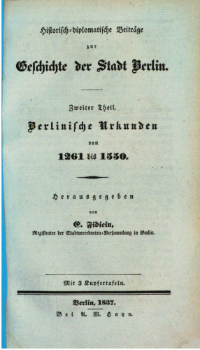 Berlinische Urkunden von 1261 bis 1550