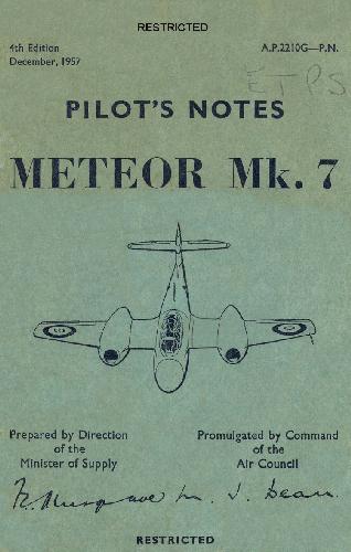 A.P.2210G-P.N. Pilot's Notes. METEOR Mk.7