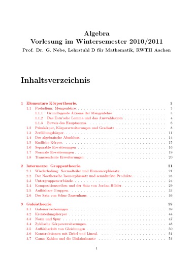 Algebra: Vorlesung im Wintersemester 2010/2011