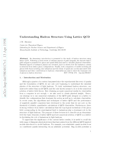 Understanding Hadron Structure Using Lattice QCD