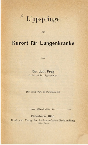 Lippspringe. Ein Kurort für Lungenkranke