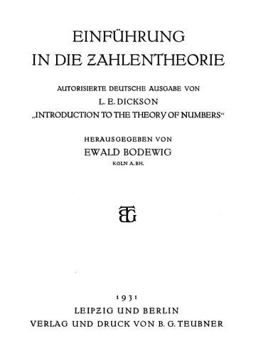 Einführung in die Zahlentheorie
