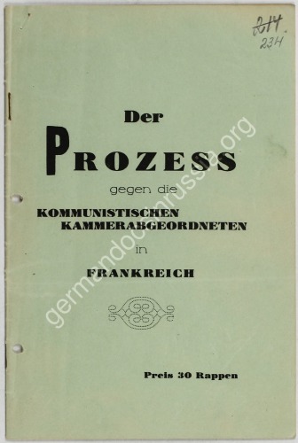 Der Prozess gegen die kommunistischen Kammerabgeordneten in Frankreich