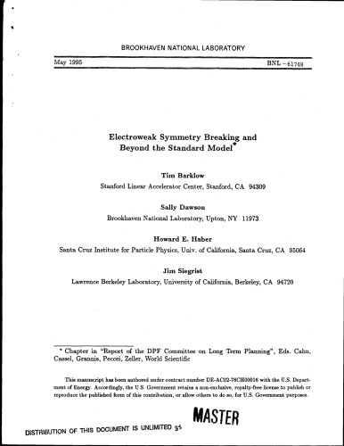 Electroweak Symmetry Breaking and Beyond the Standard Model