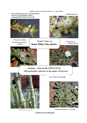 Trout’s Notes on Some Other Succulents. Aizoaceae