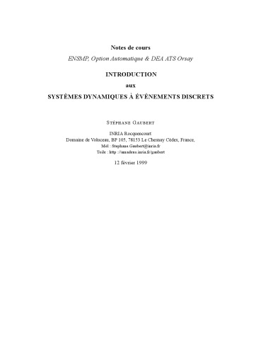 Introduction aux systèmes dynamiques à événements discrets