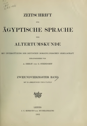Zeitschrift für Ägyptische Sprache und Altertumskunde