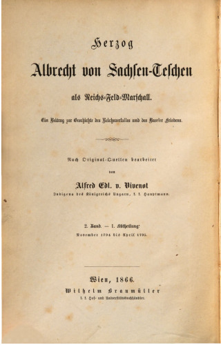 Zur Geschichte des Baseler Friedens / November 1794 bis April 1795