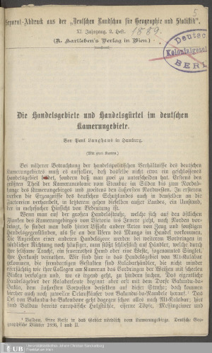 Die Handelsgebiete und Handelsgürtel im deutschen Kameruugebiete