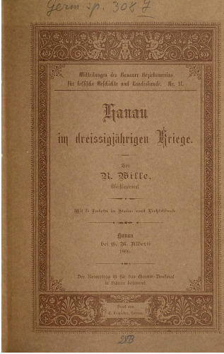 Hanau im Dreißigjährigen Kriege
