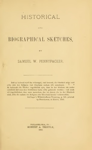 Historical and Biographical Sketches