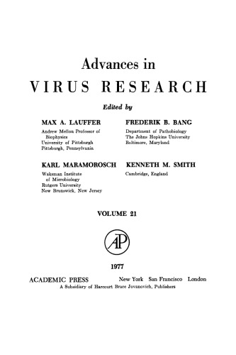 ADVANCES IN VIRUS RESEARCH VOL 21, Volume 21 (v. 21)