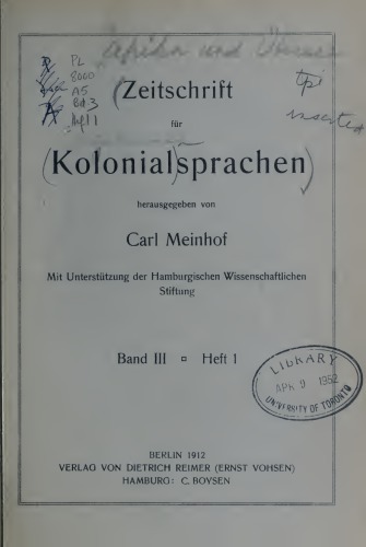 Die Sprache der Baziba in Deutsch-Ostafrika