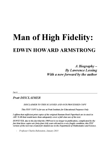 Man of High Fidelity: Edwin Howard Armstrong