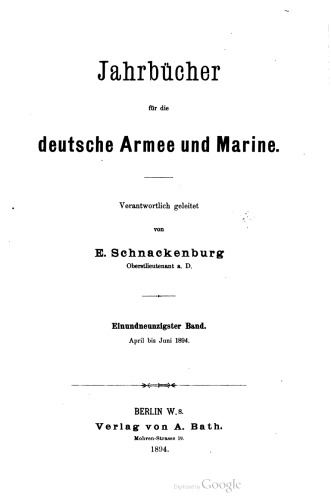 Jahrbücher für die Deutsche Armee und Marine / April bis Juni 1894