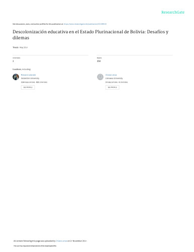 Descolonización educativa en el Estado Plurinacional de Bolivia: Desafíos y dilemas