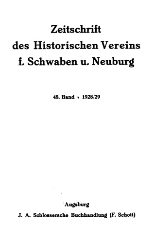 Zeitschrift des Historischen Vereins für Schwaben und Neuburg