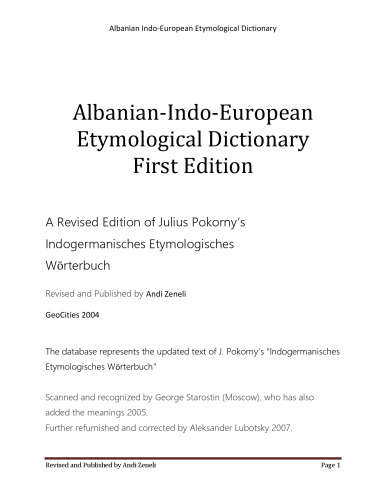 Albanian-Indo-European Etymological Dictionary