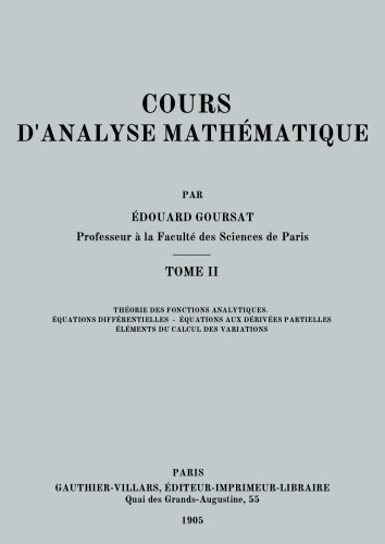 Cours d'analyse mathématique